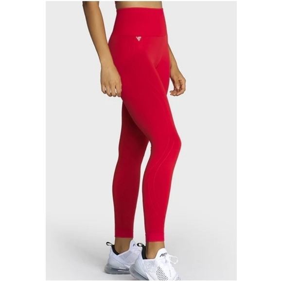 V Shred Seamless Flex Red Leggings Size Large - Picture 1 of 11